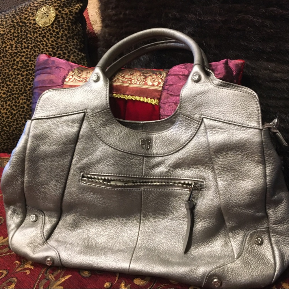 Allison Scott Leather Pewter Satchel